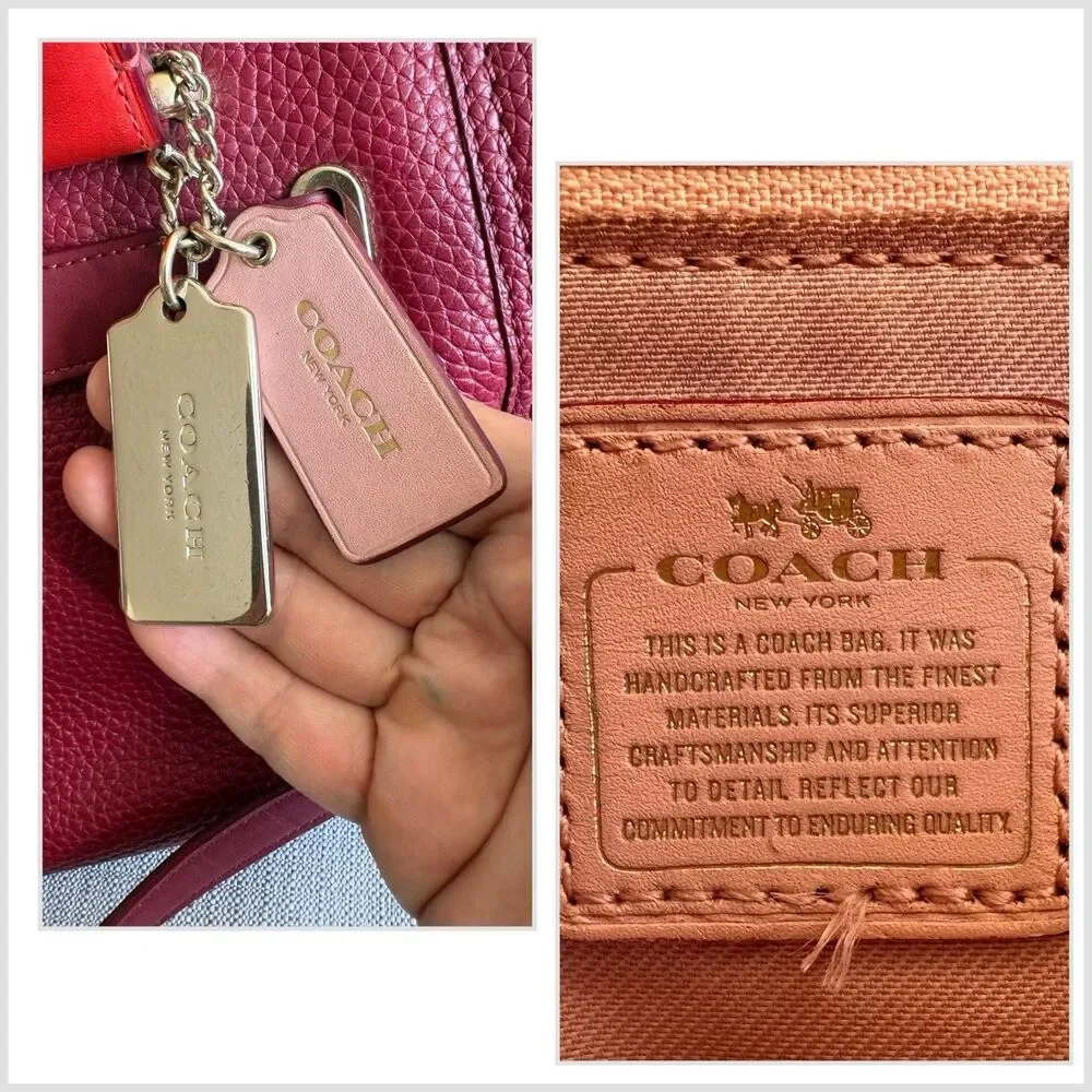 Coach Swagger 32 Carryall Two Tone Leather top-handle Satchel Crossbody bag EUC